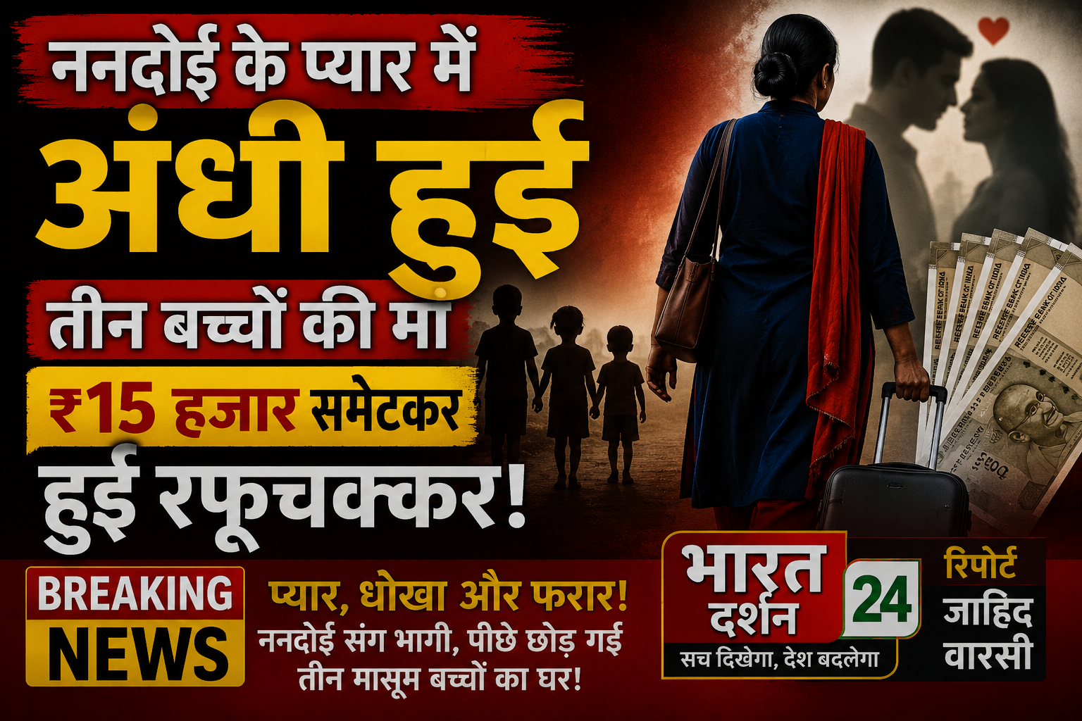 ननदोई के प्यार में अंधी हुई तीन बच्चों की मां, ₹15 हजार समेटकर हुई रफूचक्कर।