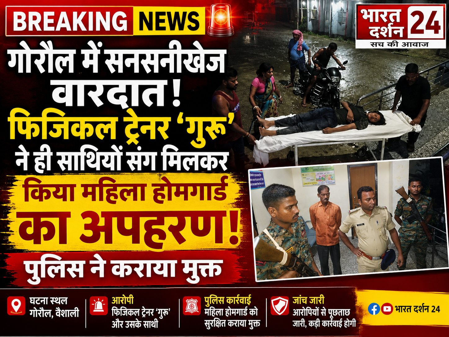 फिजिकल ट्रेनर ‘गुरु’ ने ही साथियों संग मिलकर किया महिला होमगार्ड का अपहरण।